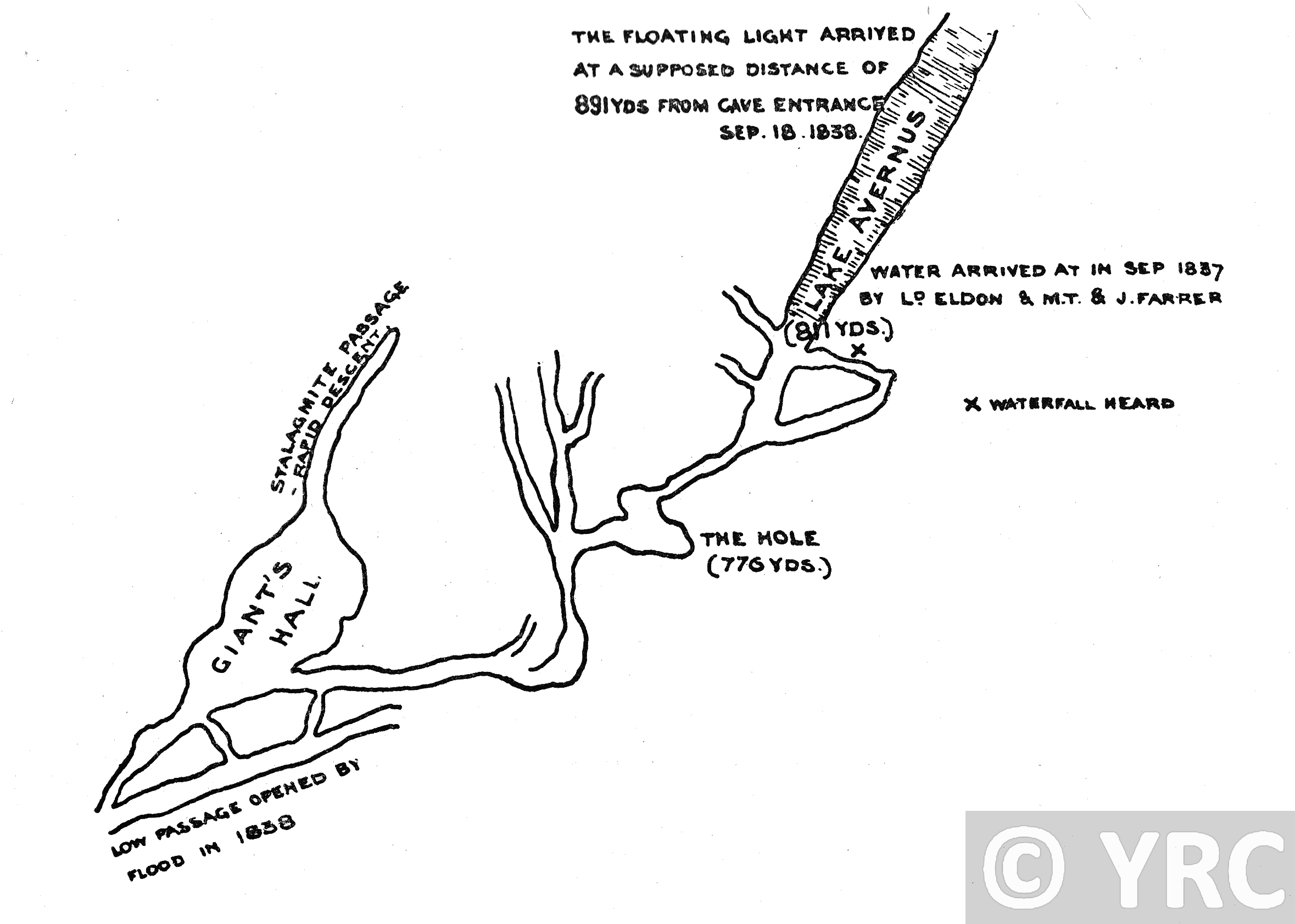 Cave Plan by J.A.Farrer.  © Yorkshire Ramblers' Club