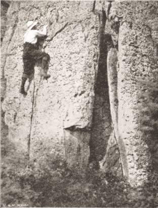 A Face Climb on Dolomite Rocks By Claude Barton. (c) Yorkshire Ramblers' Club A Face Climb on Dolomite Rocks By Claude Barton. (c) Yorkshire Ramblers' Club