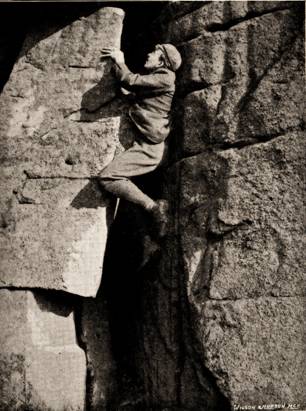 Right-Hand Chimney, Cratcliff Tor (A Derbyshire Memory of Owen Glynne Jones) By Fred Marples.  (c) Yorkshire Ramblers' Club