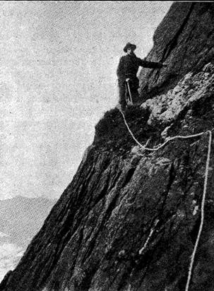 The Terrace, Slanting Gully, Lliwedd by M. Botterill.  (c) Yorkshire Ramblers' Club