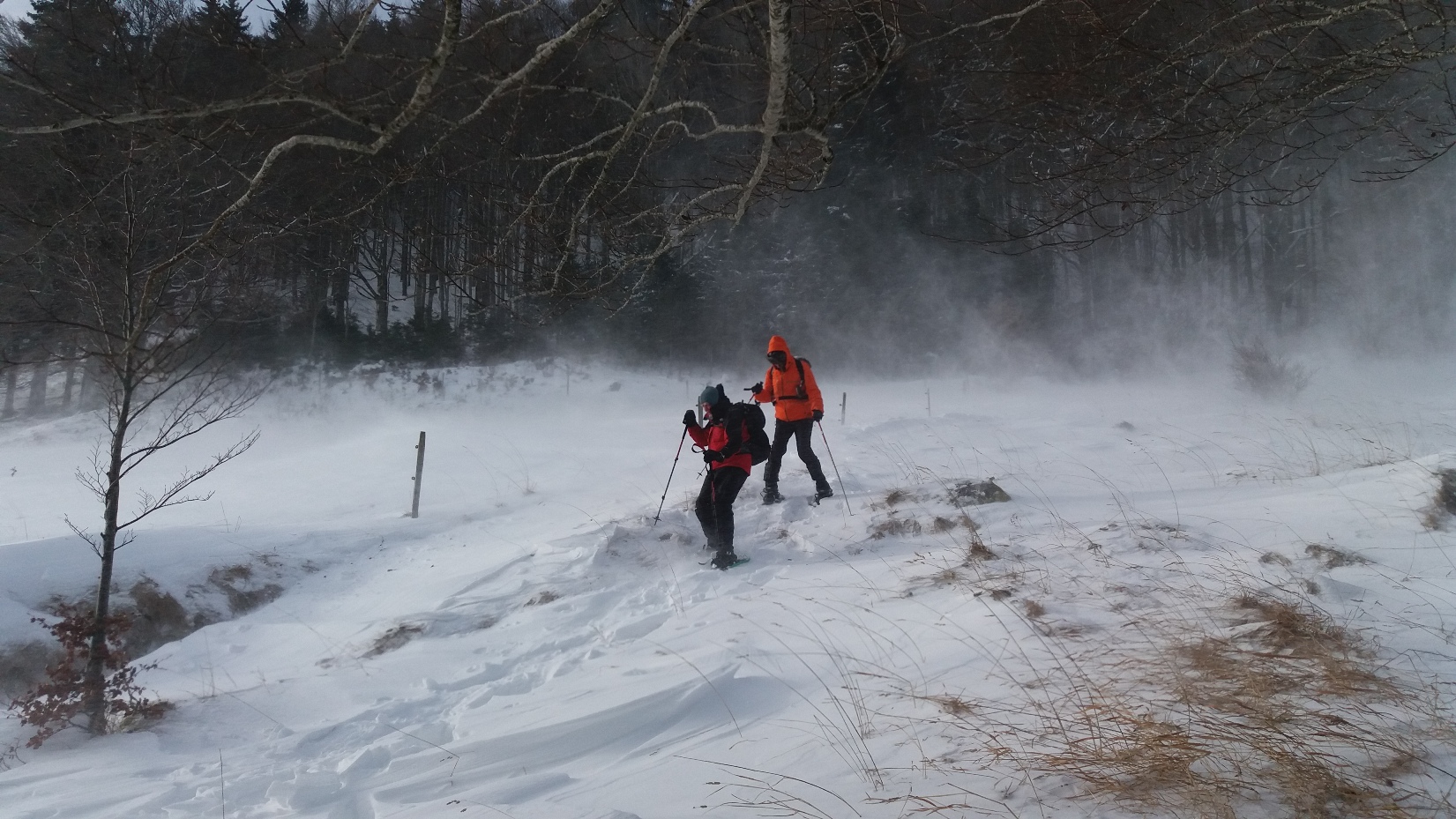 Battling spindrift en route to Chalet Gaillard