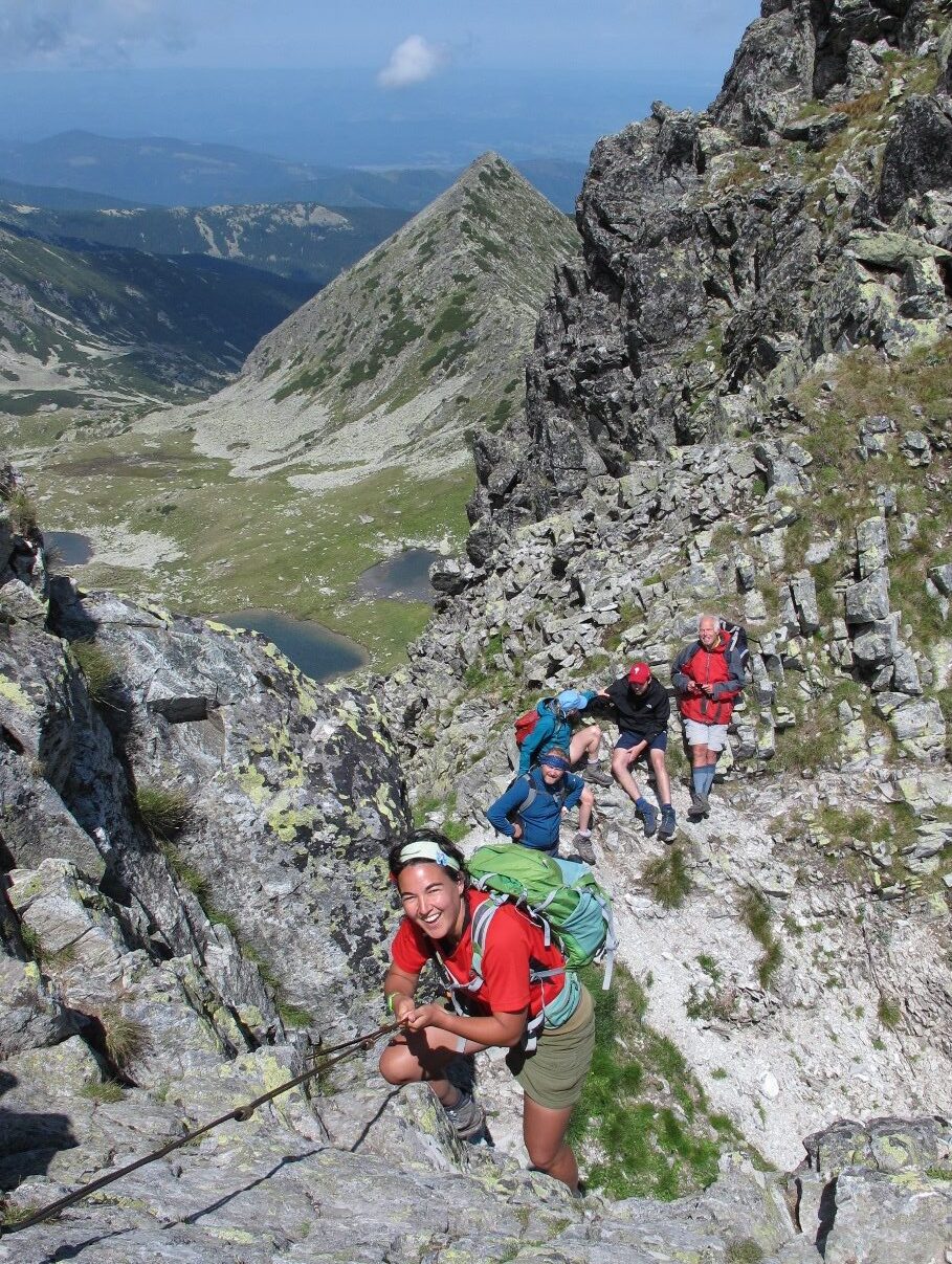 Anca enjoying the first protected section of the Portile Inchise ridge ...