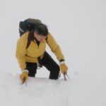 Chris Hilton emerging through the cornice on Stob Ghabhar