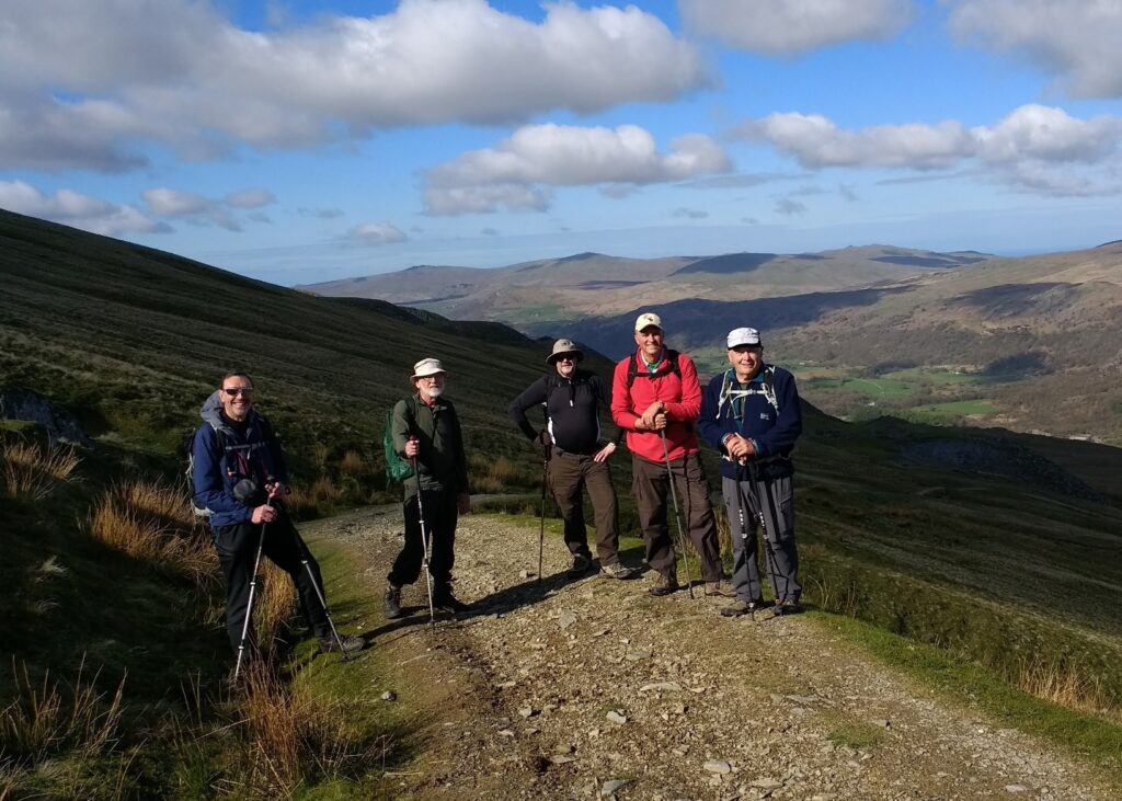 Mick, John, Martyn, Roger and Bill on the Walna Scar track