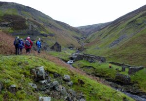 Descending to the ruin of Blakethwaite Smelt Mill