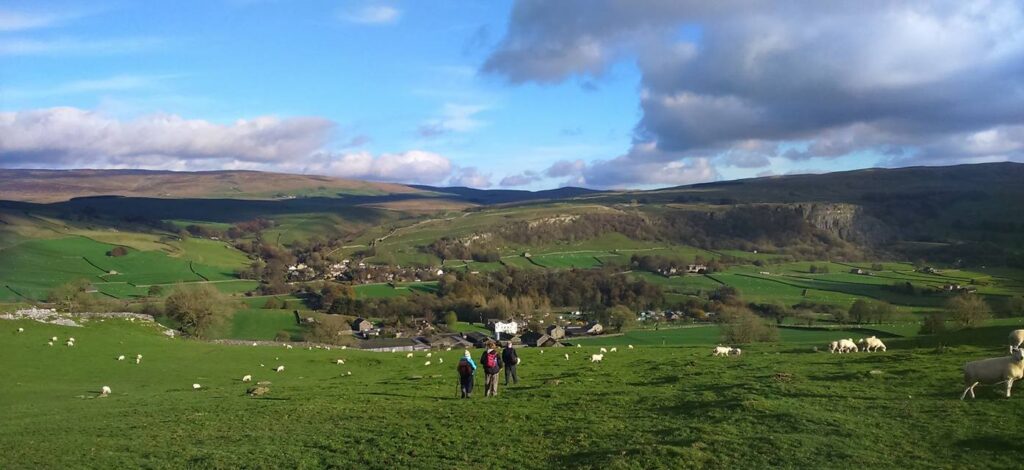 Sunday walkers approaching Stainforth